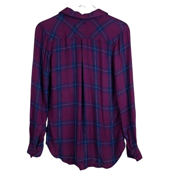 Rails Hunter Shirt Merlot Navy Plaid Flannel Rayon Long Sleeve Womens Medium - Picture 8 of 9